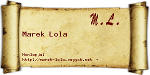 Marek Lola névjegykártya